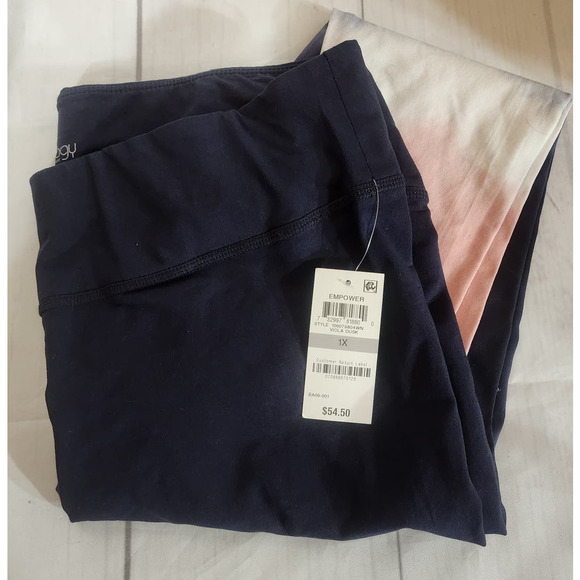 NWT Macy's Legging Ideology Ankle Pocket Mid Rise Navy Pink Tie-Dye Plus Size 1X - Picture 2 of 3
